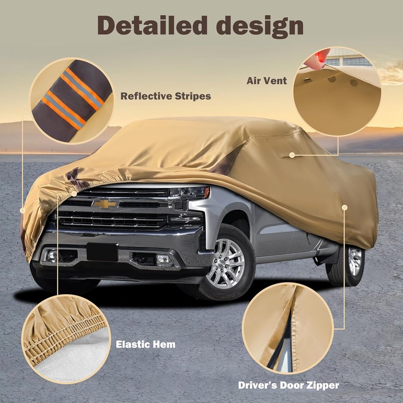 FSGRICH Silverado Car Cover Compatible with Chevrolet Silverado (2000-2024),Outdoor Waterproof Anti-UV Car Covers Rain Sun Snow Protection with Zipper and Windproof Buckle - Image 2